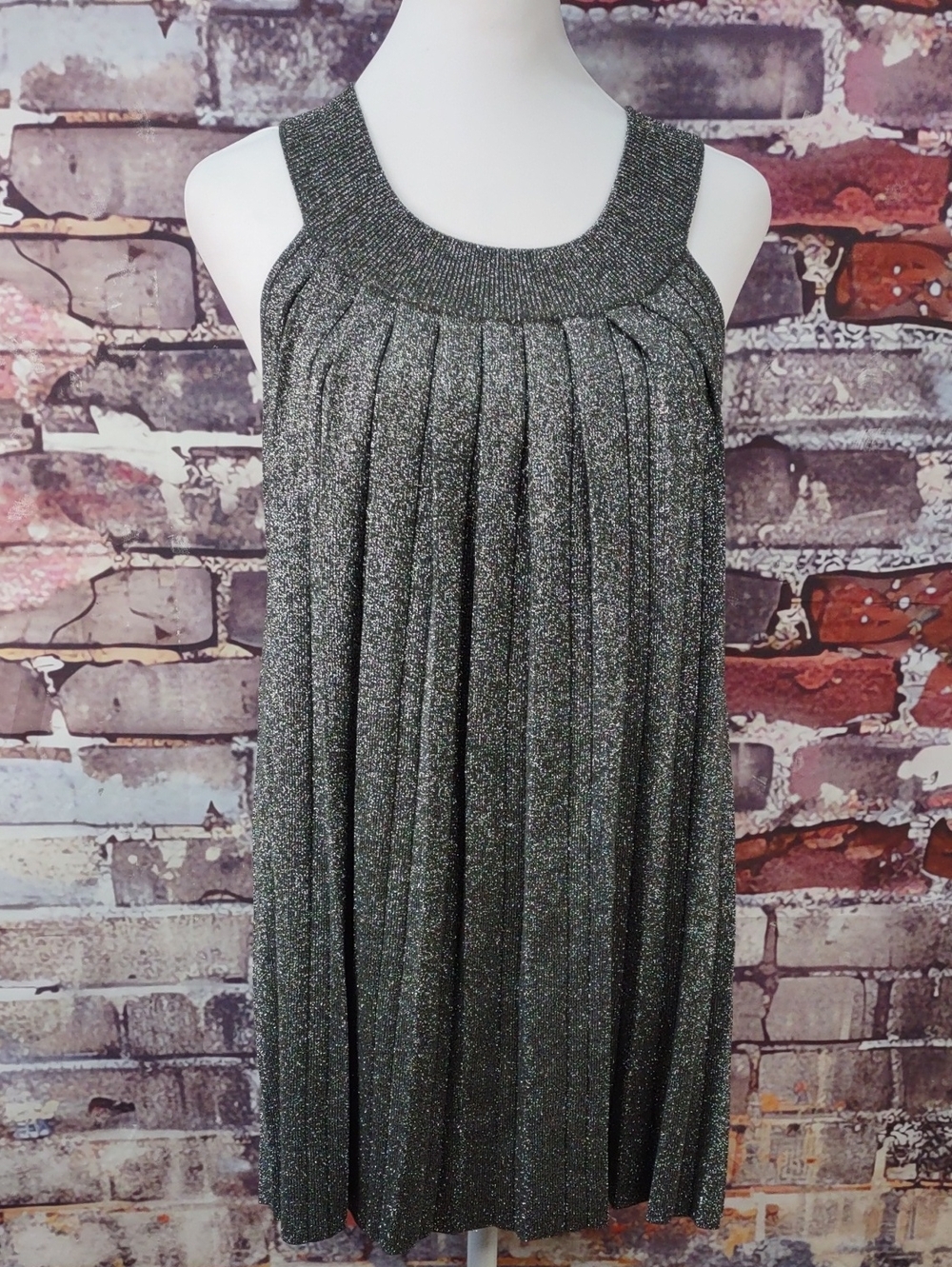 Kenar Metallic Pleated Halter Top